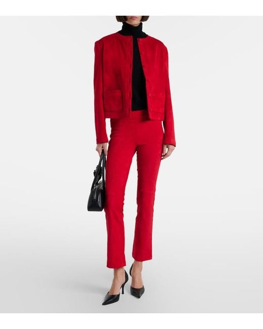 Stouls Red Jp Twenty Slim Suede Pants