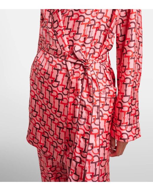 Camisa De Seda Estampada Con Lazo, Talla Gucci de color Red