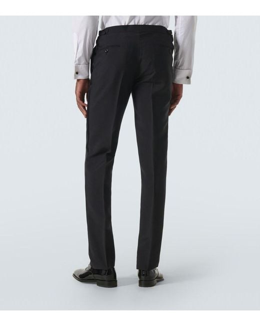 Rubinacci Blue Modluca Wool Tuxedo Pants for men
