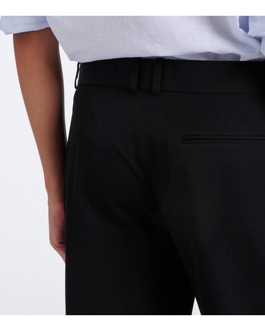 The Row Black Coleman Wool Gabardine Straight Pants