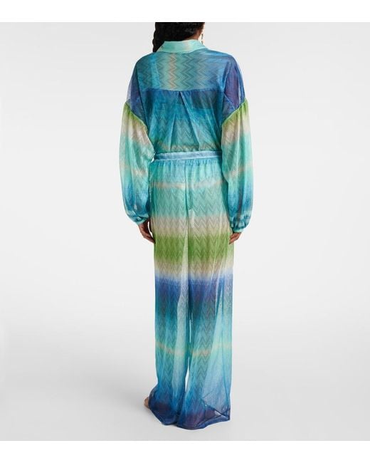 Missoni Blue Zigzag Palazzo Pants