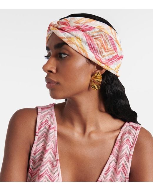 Missoni Pink Zigzag Lame Head Wrap