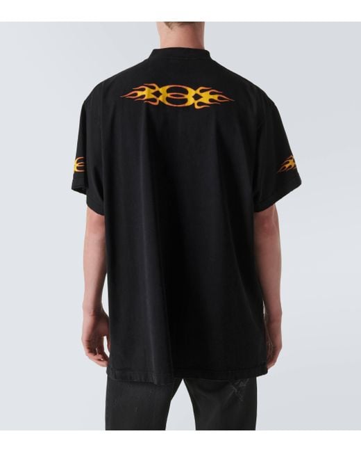 Balenciaga Black Oversized Logo Cotton Jersey T-shirt for men