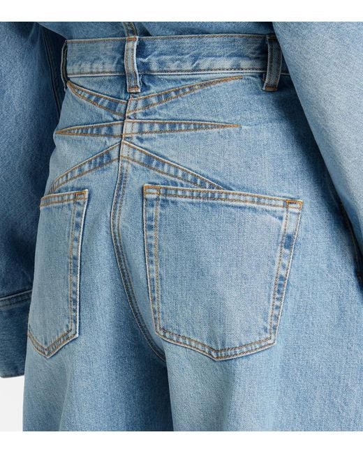 Alaïa Blue High-Rise Barrel-Leg Jeans