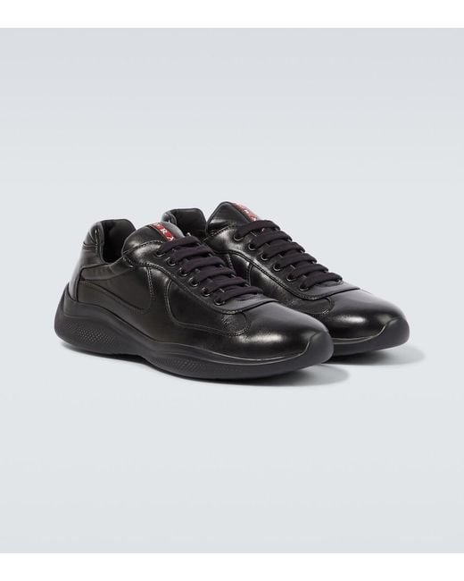 Prada Black America's Cup Leather Sneakers for men