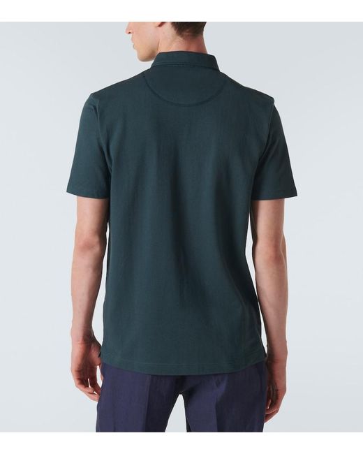Sunspel Green Riviera Cotton Polo Shirt for men
