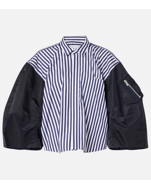 Sacai Blue Poplin And Twill Shirt