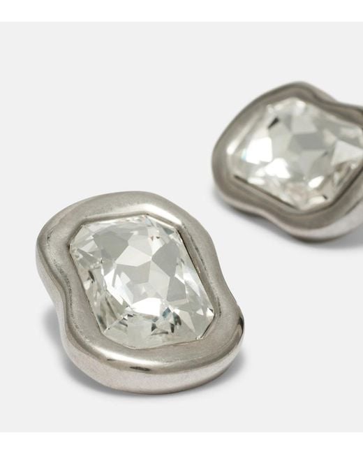 Givenchy White Sculptural Crystal Embellished Earrings