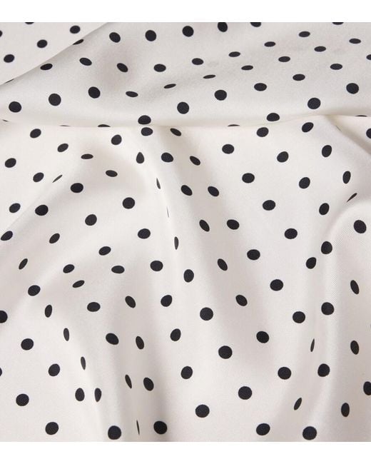Posse White Junia Polka-Dot Lace-Trimmed Silk Scarf