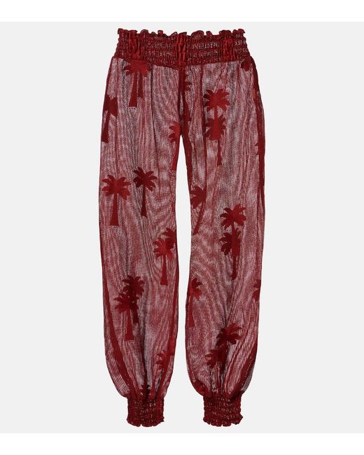 Johanna Ortiz Embroidered Cotton-Blend Mesh Balloon Pants