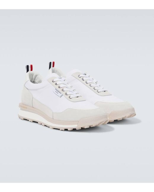 Thom Browne White Leather-trimmed Sneakers for men