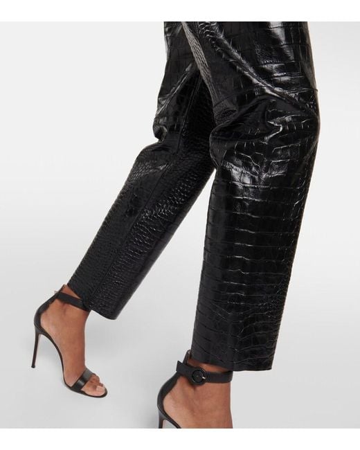 Victoria Beckham Black High-Rise Leather Leggings