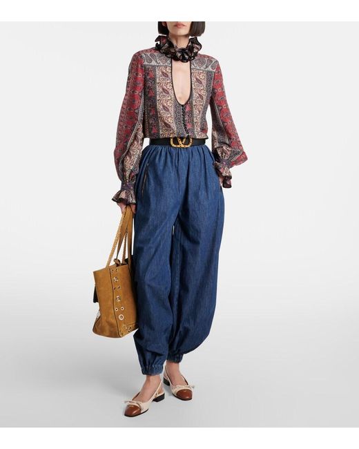 Valentino Brown Paisley Cotton Muslin Blouse