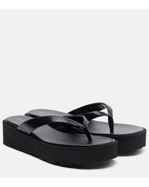 Gianvito Rossi Black Leather Platform Thong Sandals