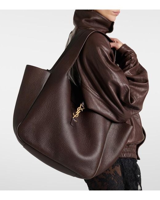 Saint Laurent Brown Le 5 A 7 Bea Large Leather Shopper