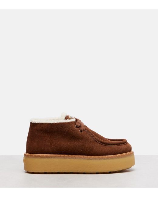 Prada Brown Suede Platform Desert Boots