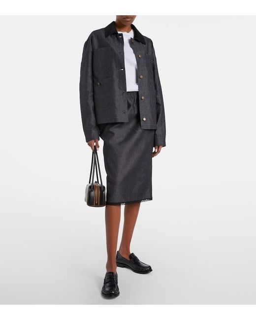 Prada Black Cotton And Linen Chambray Jacket