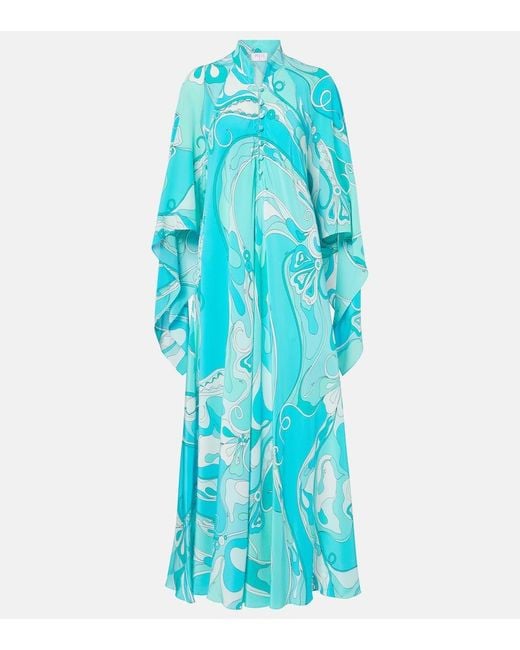 Emilio Pucci Blue Orchidee Silk Kaftan