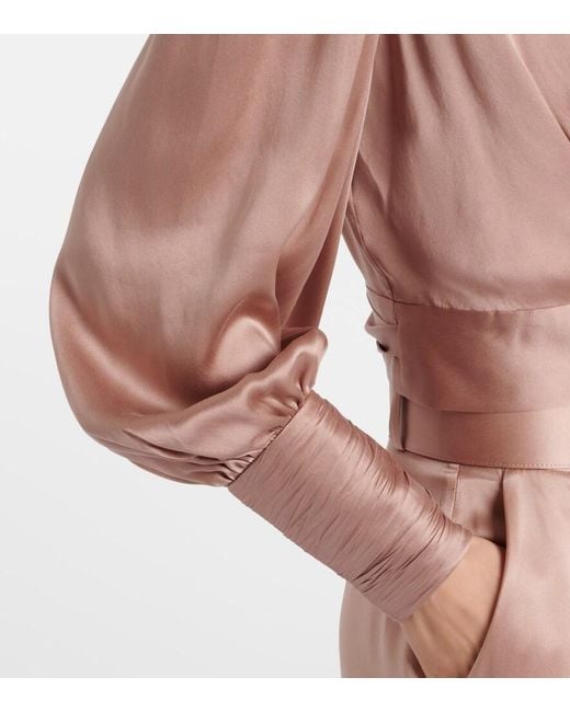 Zimmermann Pink Silk Wrap Top