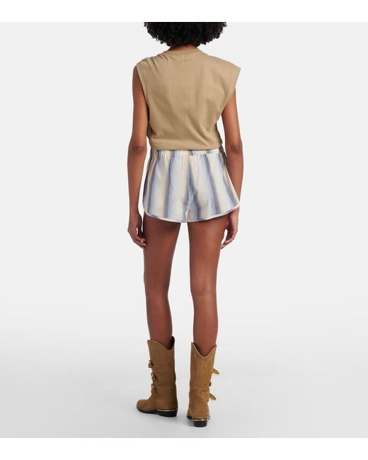 Isabel Marant White Melinea Striped Cotton Shorts