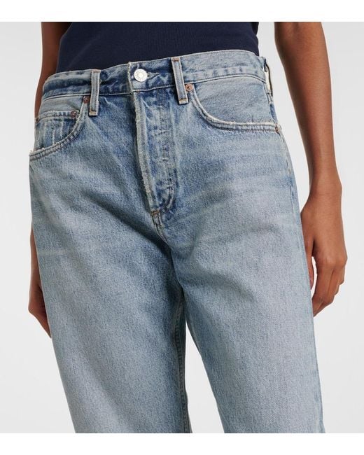 Agolde Blue Parker Mid-Rise Straight Jeans