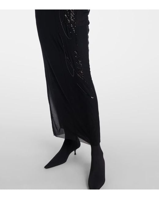 Jean Paul Gaultier Black Sequined Mesh Maxi Dress