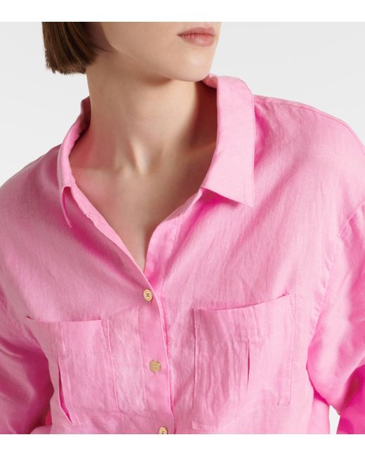 Heidi Klein Pink Marina Cay Linen Shirt