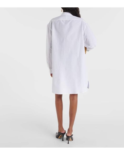 Vestido camisero de algodon y seda Loewe de color White