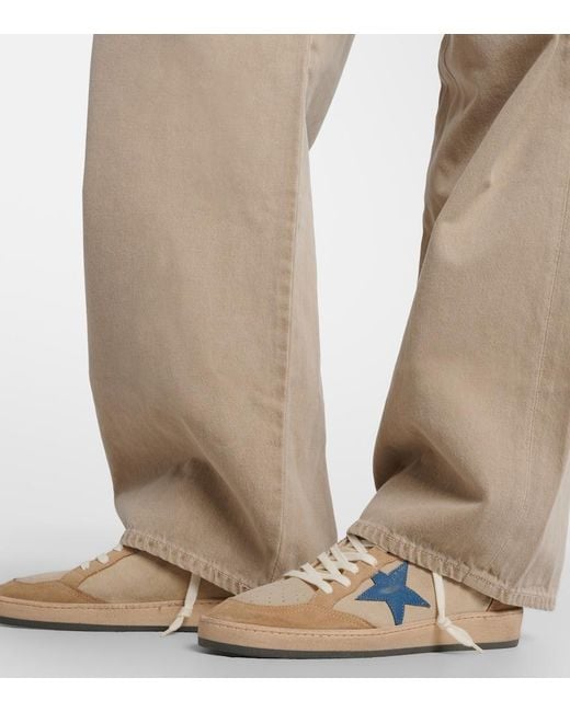 Golden Goose Deluxe Brand White Ball Star Two-Tone Suede Sneakers With Laminated Leather Star Shoes