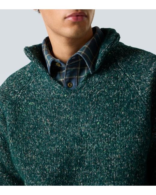 ERL Green Alpaca, Wool, And Cotton-Blend Sweater for men