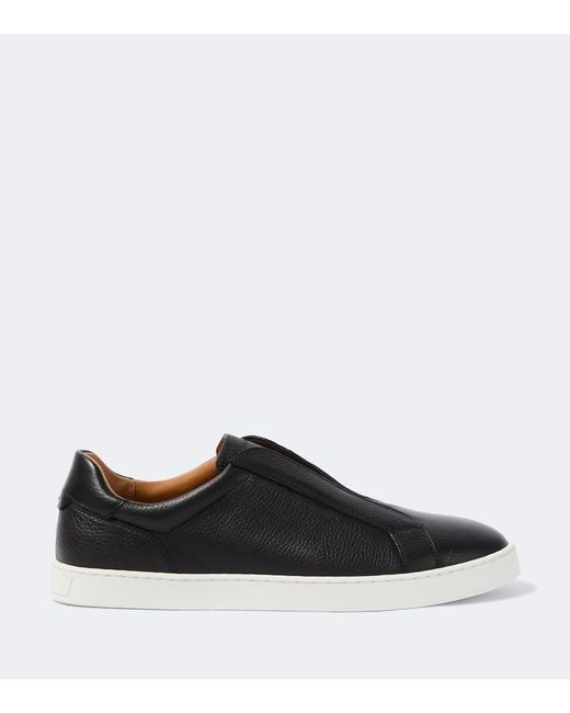 Magnanni Shoes Black Costa Slip Ii Leather Slip-On Shoes for men
