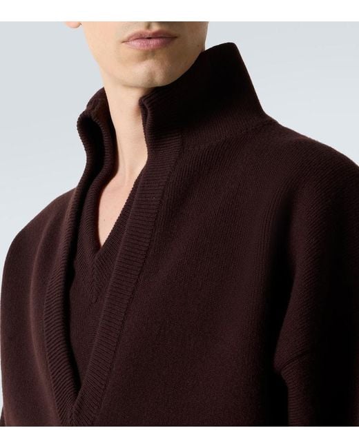 Bottega Veneta Brown Ribbed-Knit Wool Sweater for men