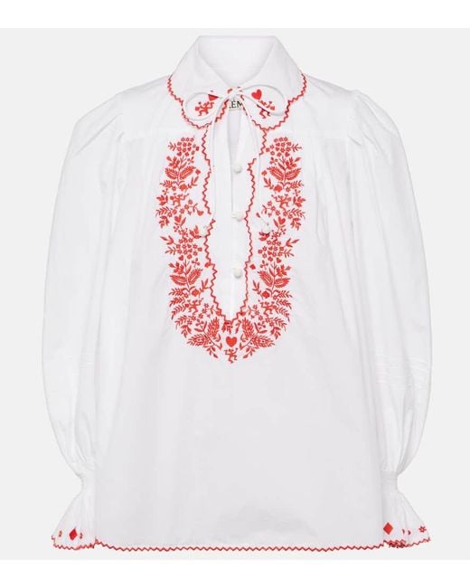 Camisa Hearts de algodon bordado ALÉMAIS de color White