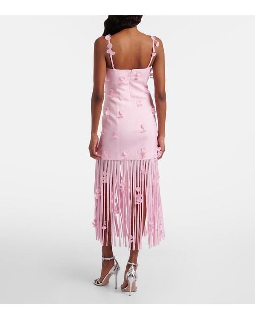 Jonathan Simkhai Pink Juliana Floral-Applique Linen-Blend Cocktail Dress