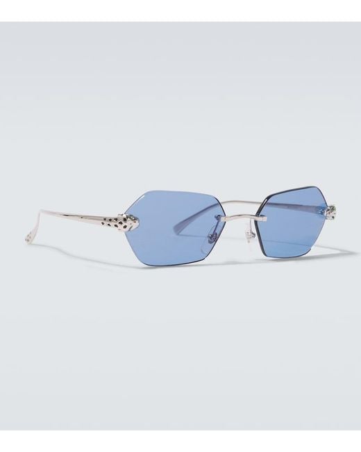 Cartier Blue The Panthere De Cartier Square Sunglasses for men