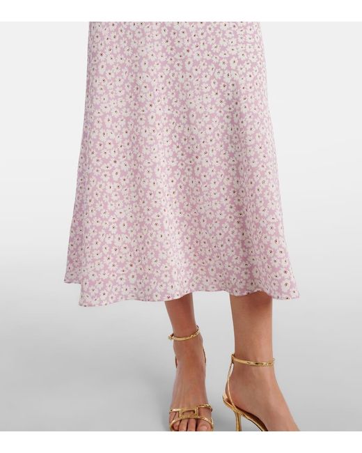 Alessandra Rich Pink Midikleid Flower Aus Seide