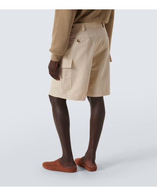 Loro Piana Natural Bizen Cotton And Linen Cargo Shorts for men