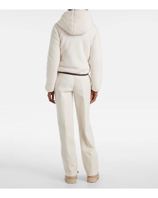 Moncler Natural Hooded Fleece Down Jacket