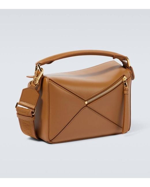 Loewe Brown Puzzle Small Leather Shoulder Bag for men