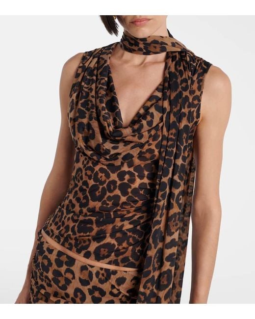 Top A Motif Leopard Blumarine en coloris Brown
