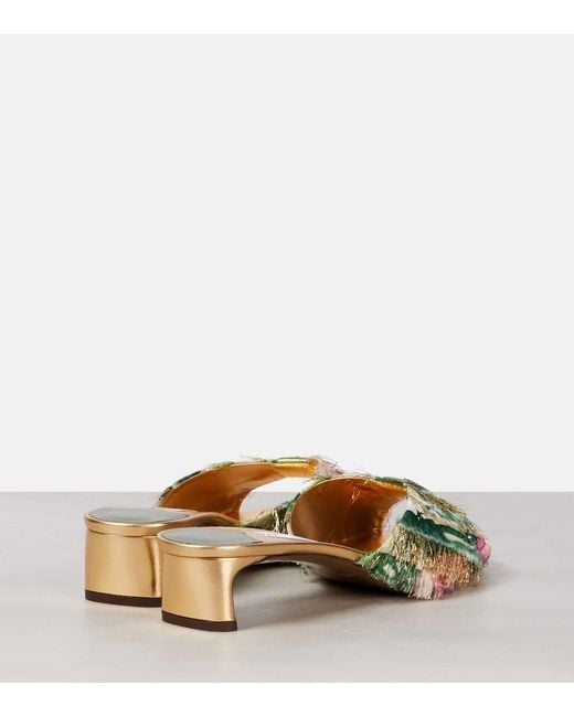 【Jimmy Choo】Annika35 装飾ミュール☆関税込 Annika Mule 35 | Gold Raffia & Metallic Nappa Sandals