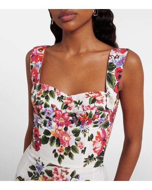 Dolce & Gabbana Red Floral Cotton Minidress