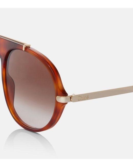 Chloé Brown Aly Aviator Sunglasses