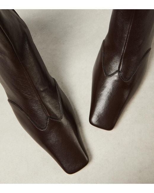 Khaite Brown Nevada Leather Ankle Boots