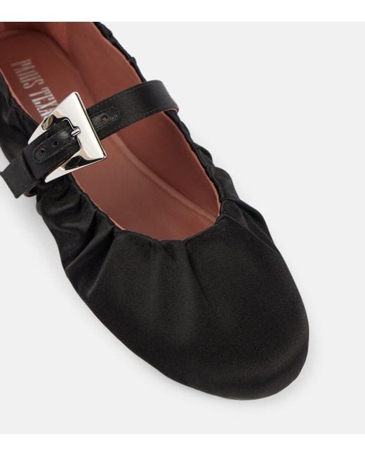 Paris Texas Black Sveva Satin Ballet Flats