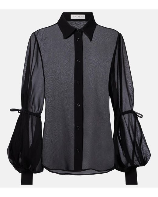 Nina Ricci Black Sheer Silk Blouse