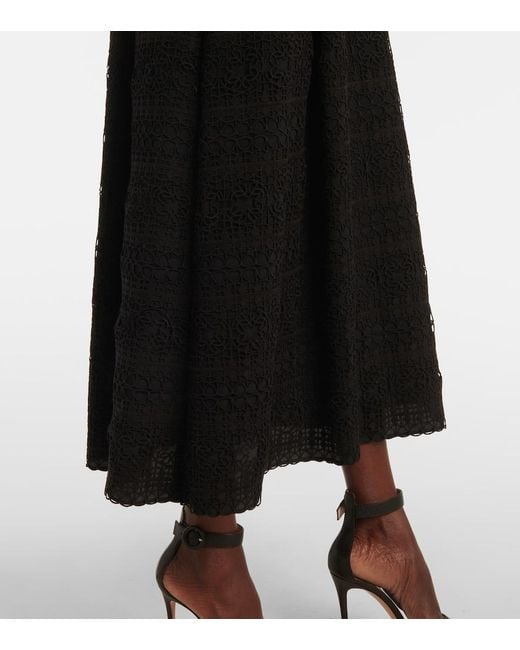 Elie Saab Black Macrame Midi Dress