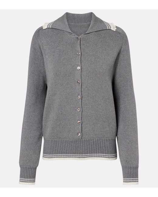 Magda Butrym Gray Crochet-Trimmed Cotton And Cashmere Polo Sweater