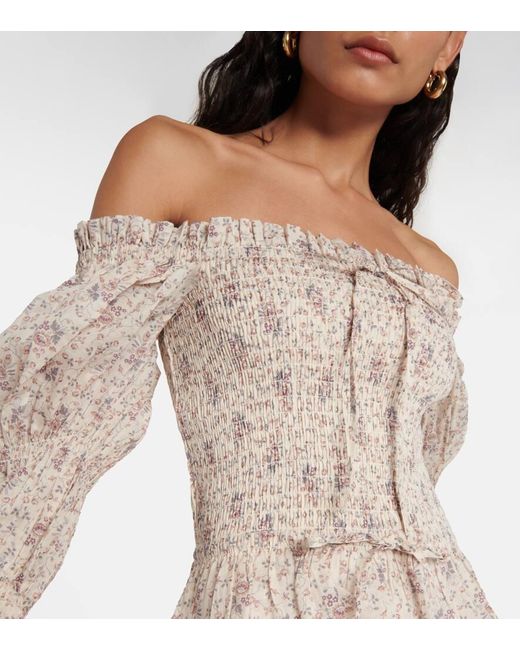 Polo Ralph Lauren Natural Floral Off-Shoulder Cotton Top