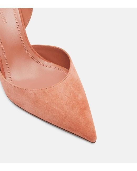 AMINA MUADDI Pink Holli Suede Slingback Pumps